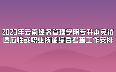 2023年云南經(jīng)濟管理學院專升本免試適應性或職業(yè)技能綜合考查工作安排