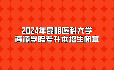 2024年昆明醫(yī)科大學(xué)海源學(xué)院專升本招生簡章